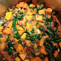 Curry de courges et de lentilles vertes